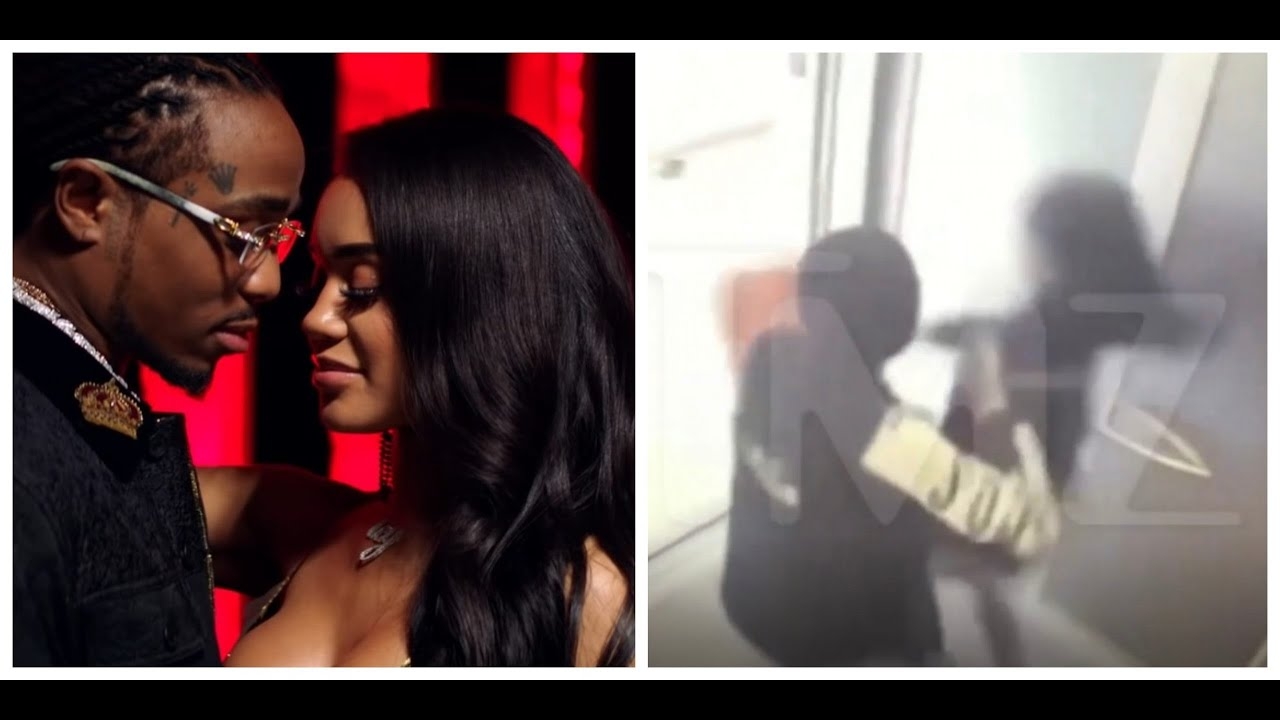 quavo and saweetie caught in 4k in the elevator in a tussle over a 'call of duty' bag.