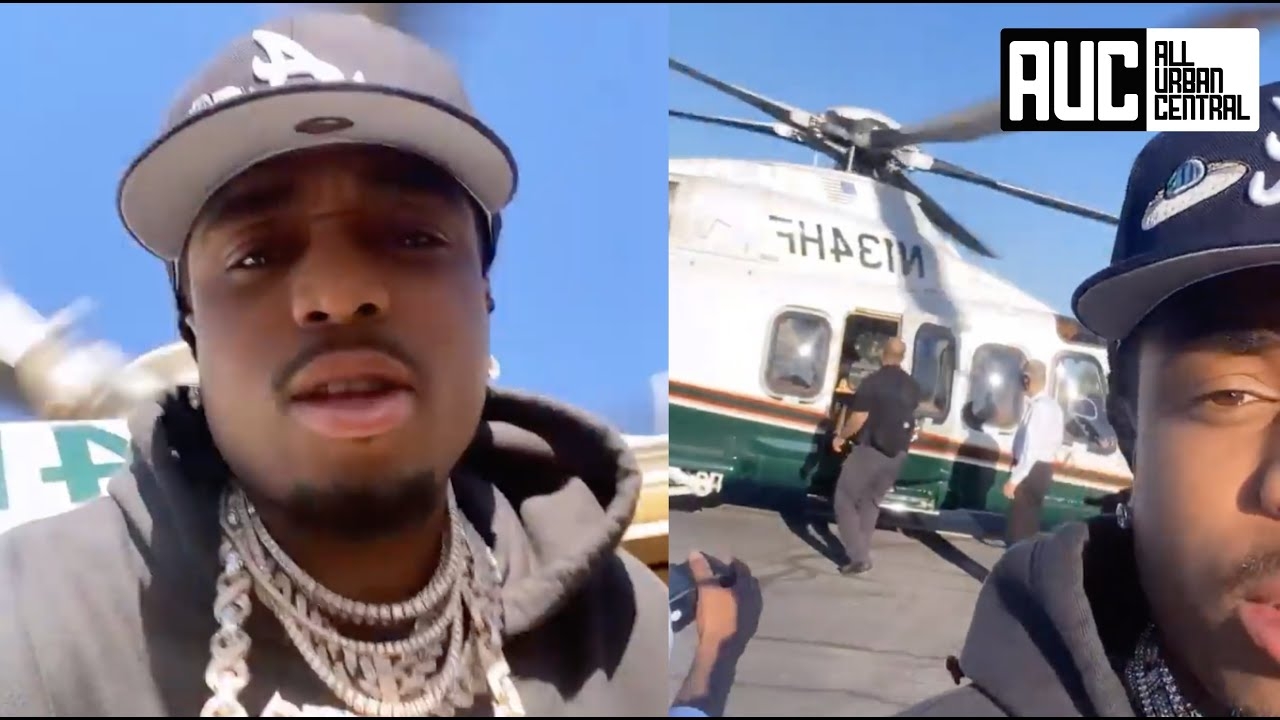 Meek Mill And Quavo Fly Private Helicopter To Sixers Hawks Game