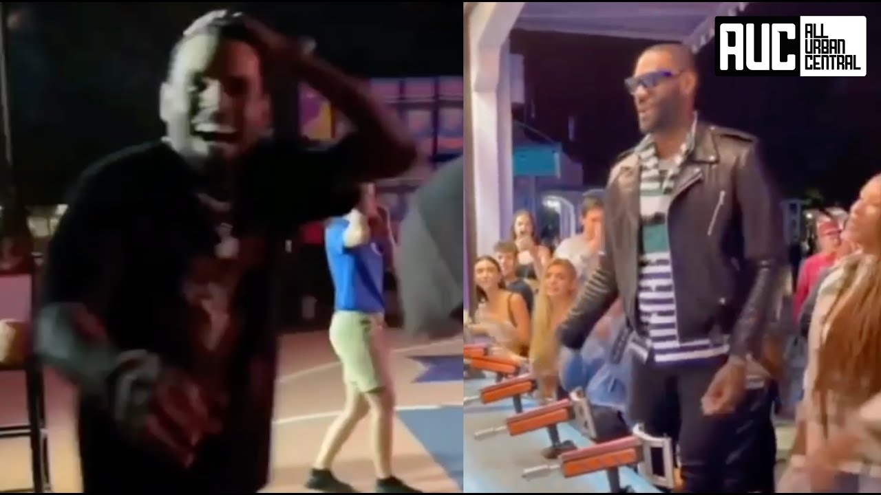 Lebron James Runs Into Chris Brown At Space Jam 2 Movie Premiere In Six Flags