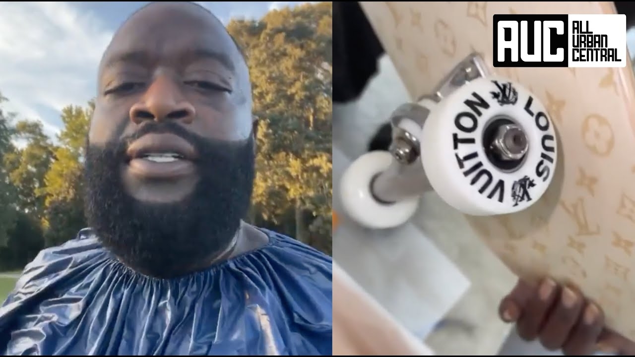 Rick Ross Gets A Louis Vuitton Skateboard Tries To Do Tricks Barefoot
