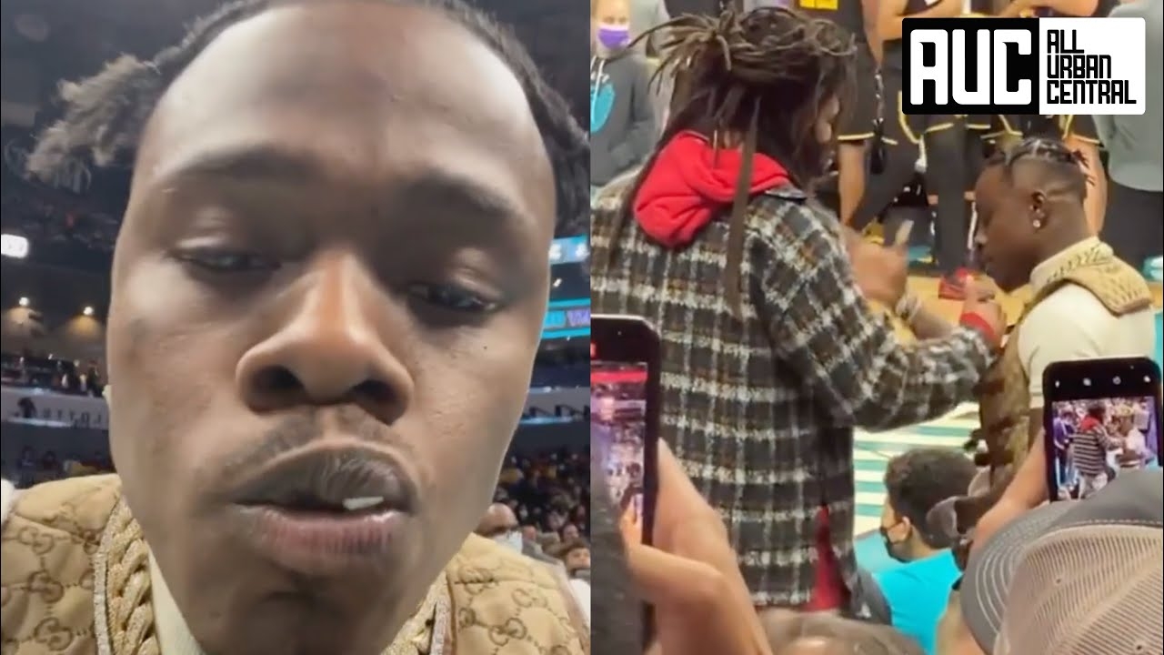 DaBaby Runs Into J Cole At  Charlotte Hornets Game
