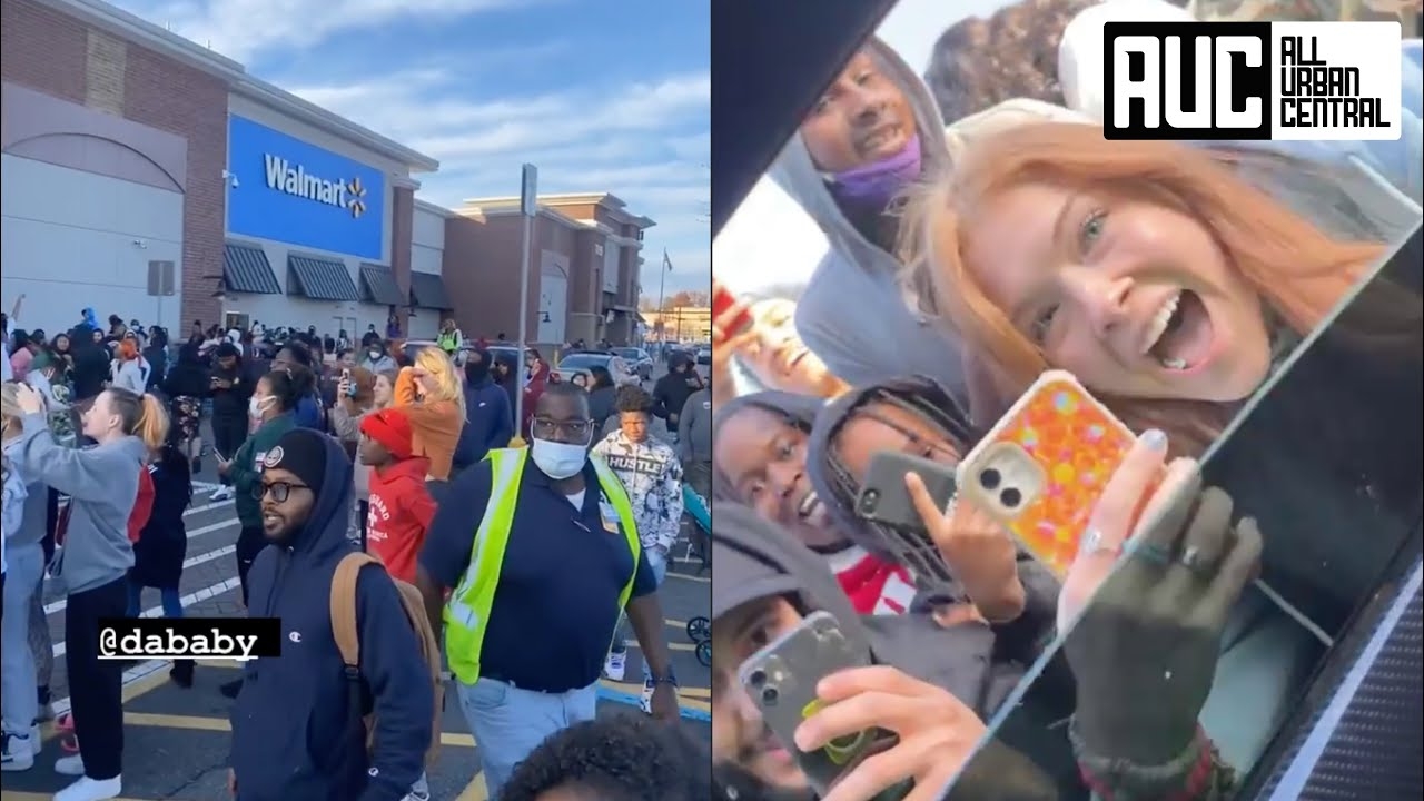 Fans Wont Let DaBaby Leave Walmart Block His Car In To Take Pictures