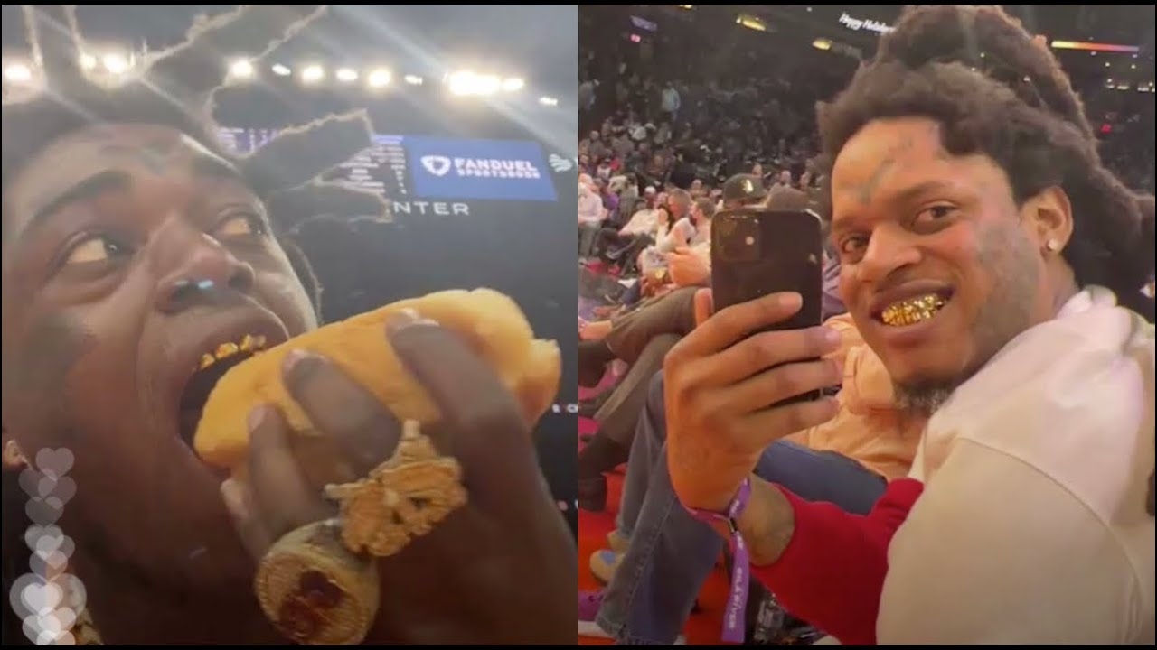 “Hotdog Mouf Boy” Kodak Black Slamming A Glizzy Court-side Steph Curry Game