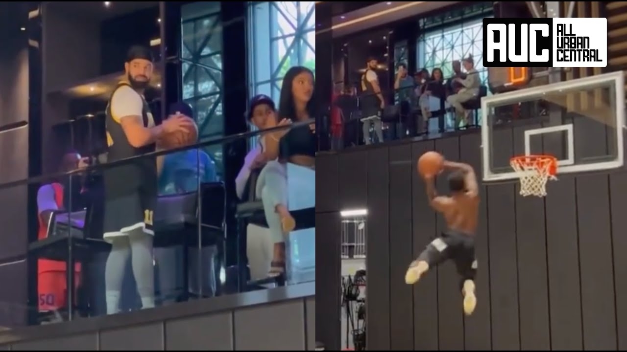 Drake Throws Backwards Ally Oop Passes Off Balcony Of His Mansion