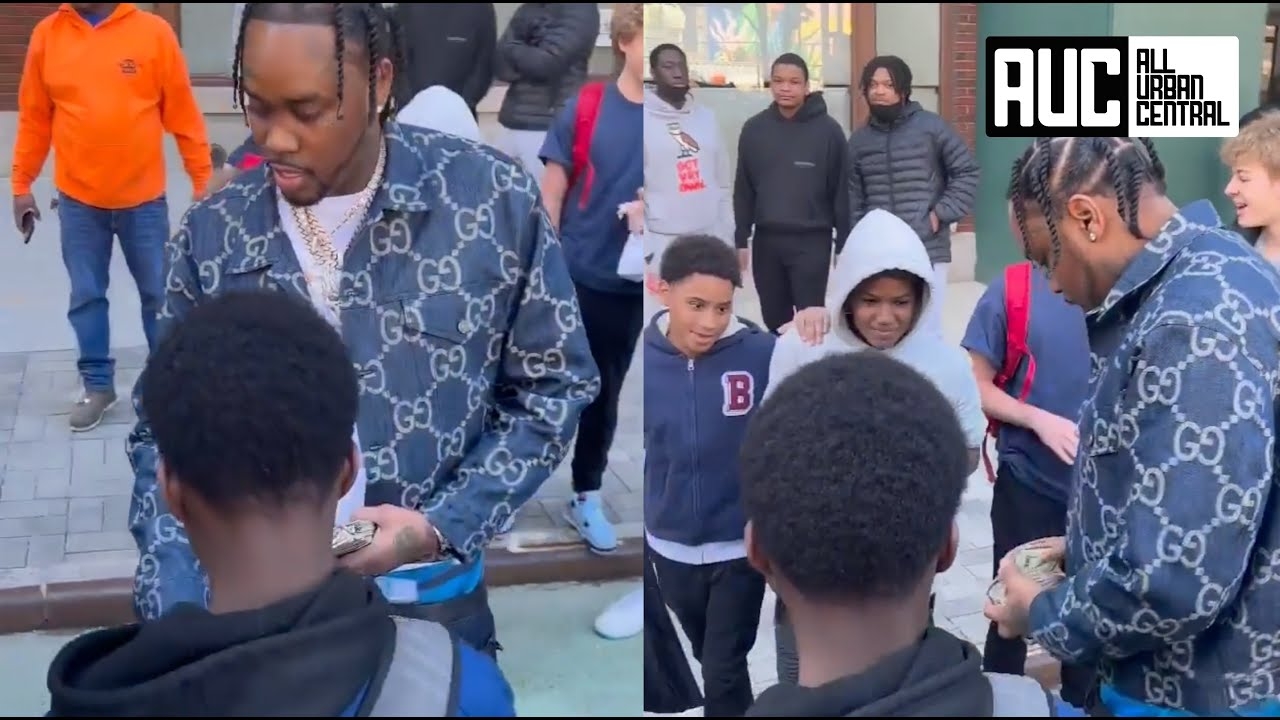 Fivio Foreign Gives Out $100 Bills In The Hood
