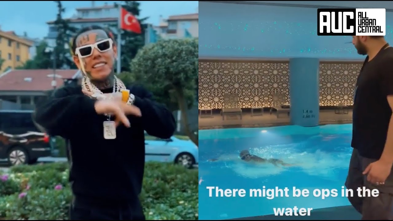 6ix9ine Bodyguard Aint Taking No Chances Protects Him Even While Swimming