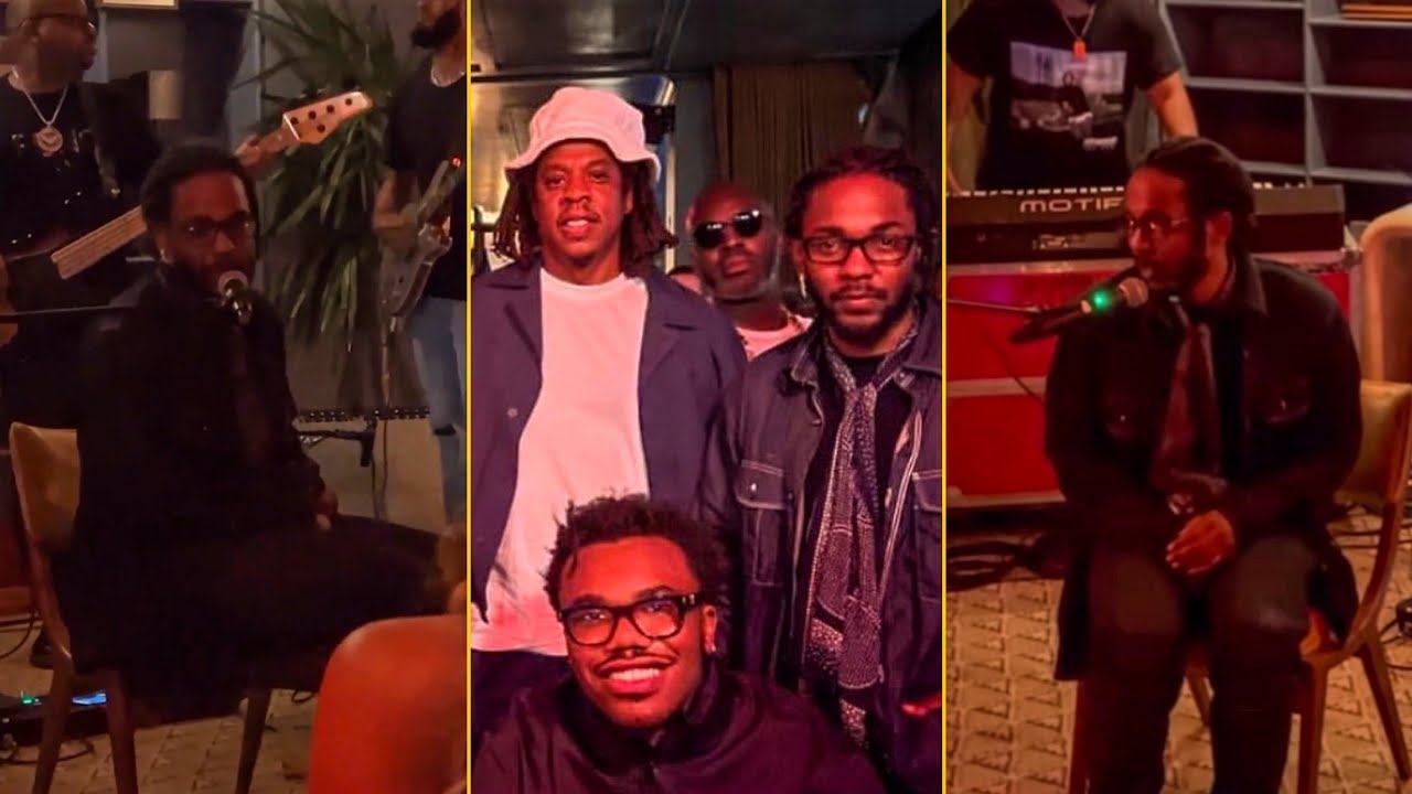 Kendrick Lamar Performing For Jay Z And Beyonce At Her New Album Release Party  In NY Last Night