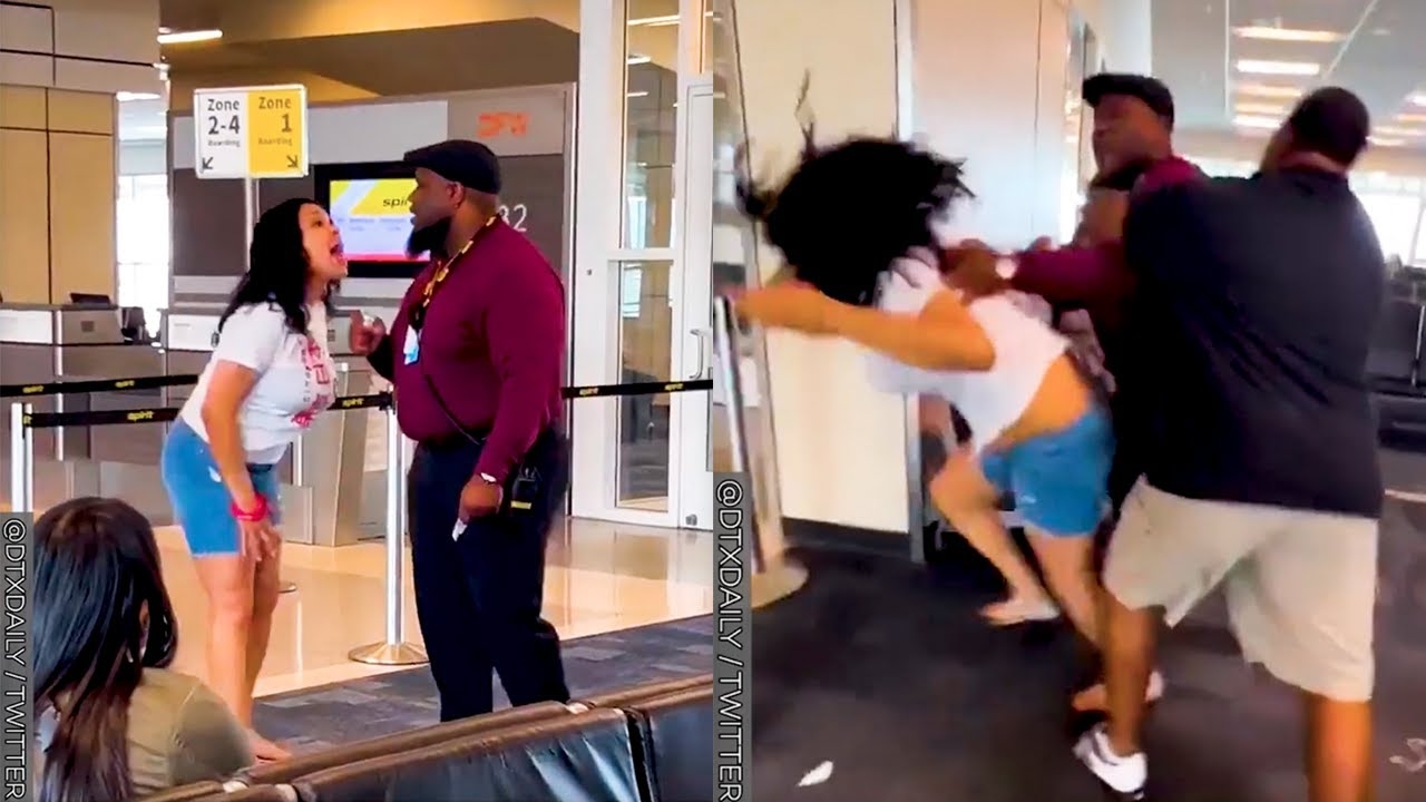 Spirit Airlines Employee Fights A Female Passenger At DFW Airport! #shorts