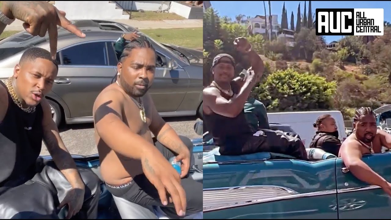 YG Pulls Up On Nipsey Hussle's Crip Homies Rides Old School Chevys Through Crenshaw