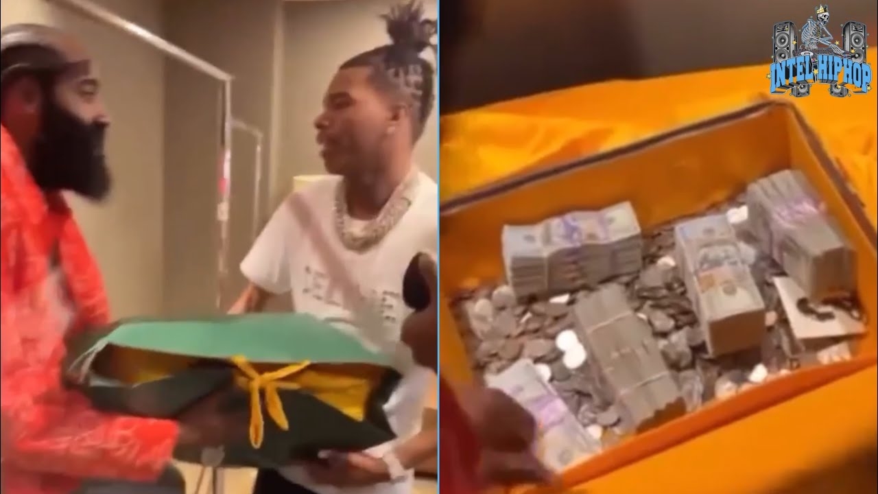 Lil baby surprises James Harden with suitcase full of cash & quarters for his birthday!