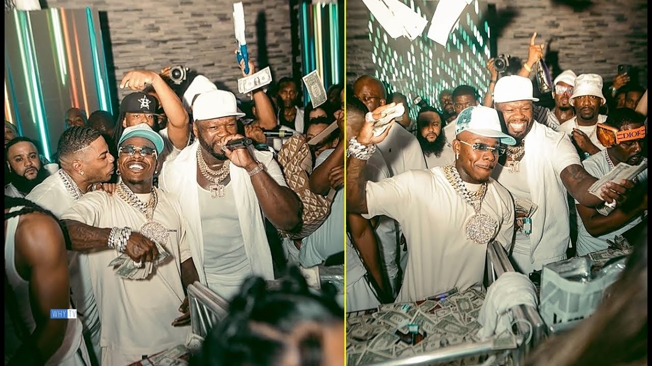 50 Cent, Nelly, And DaBaby Throwing Money Stacks In The Air At Tycoon Weekend 'Thats Rich Man Stuff'