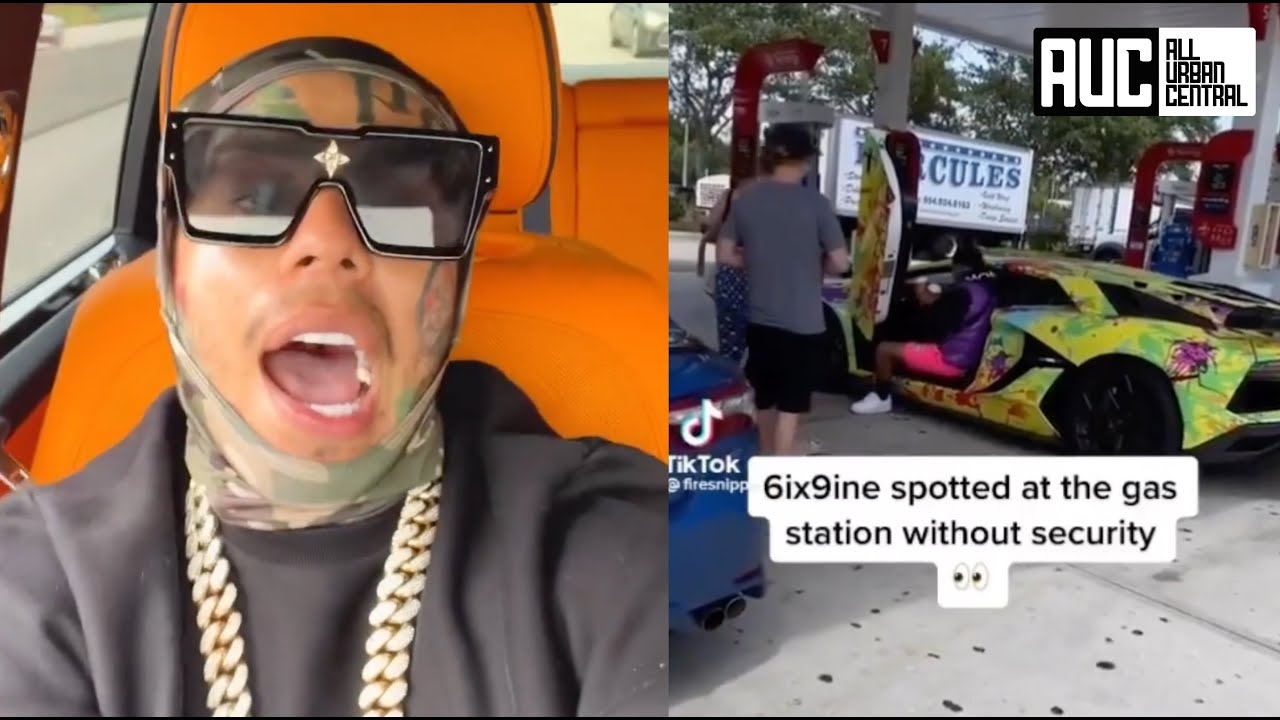 6ix9ine Drives Around Hood With All His Jewelry And No Security