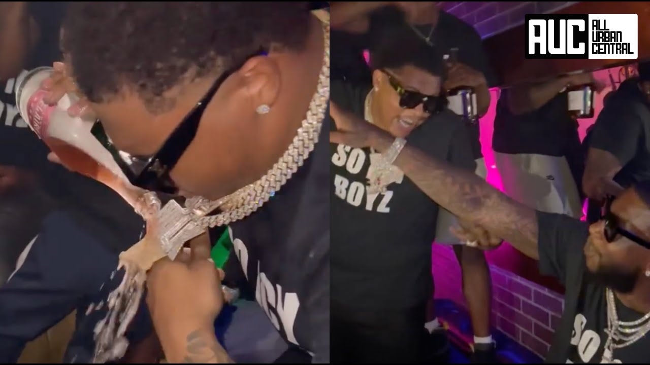 Gucci Mane Artist BigWalkDog Washes His Jewelry With Champagne At Party