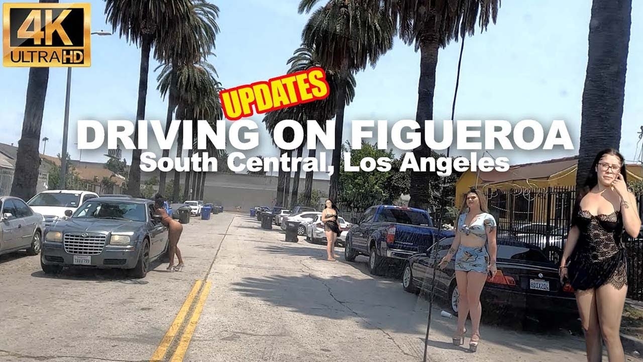 DRIVING ON FIGUEROA SOUTH CENTRAL 7-25-21 [4K HDR]  BRIGHT SUMMER DAY