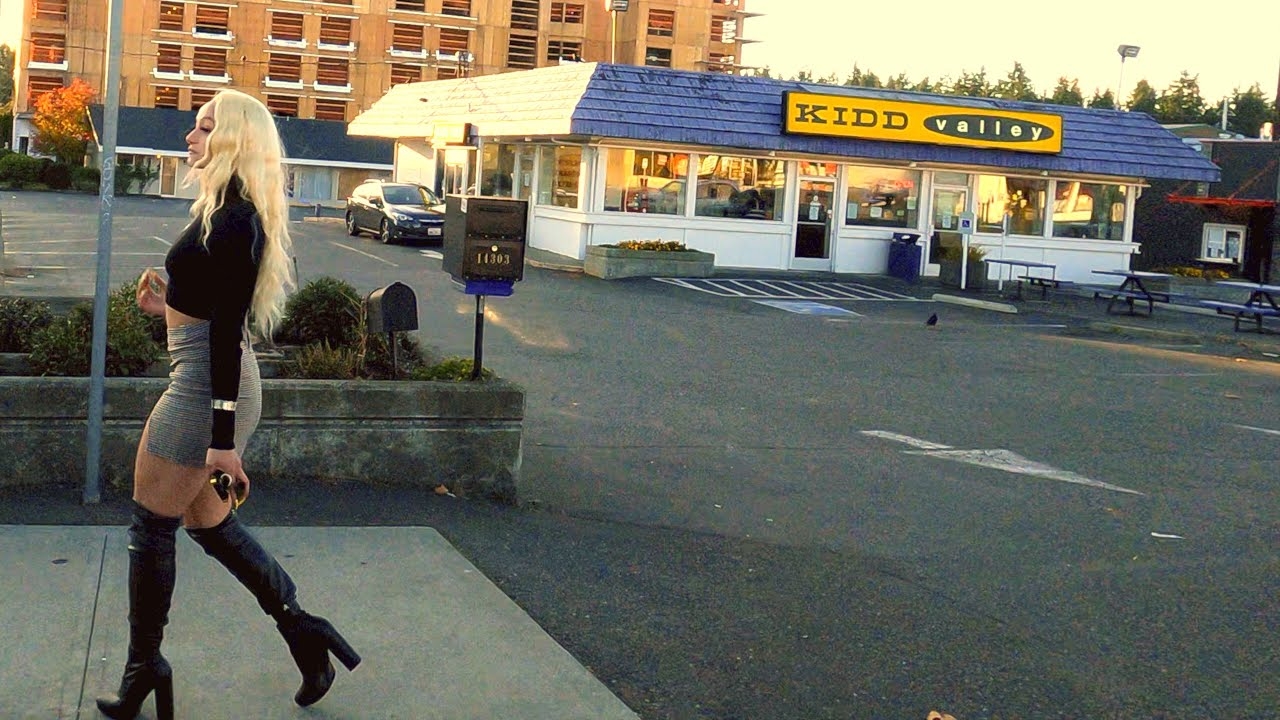 Seattle Business District - Aurora Ave 4K Street View Relaxation at Sunset - Episode 11