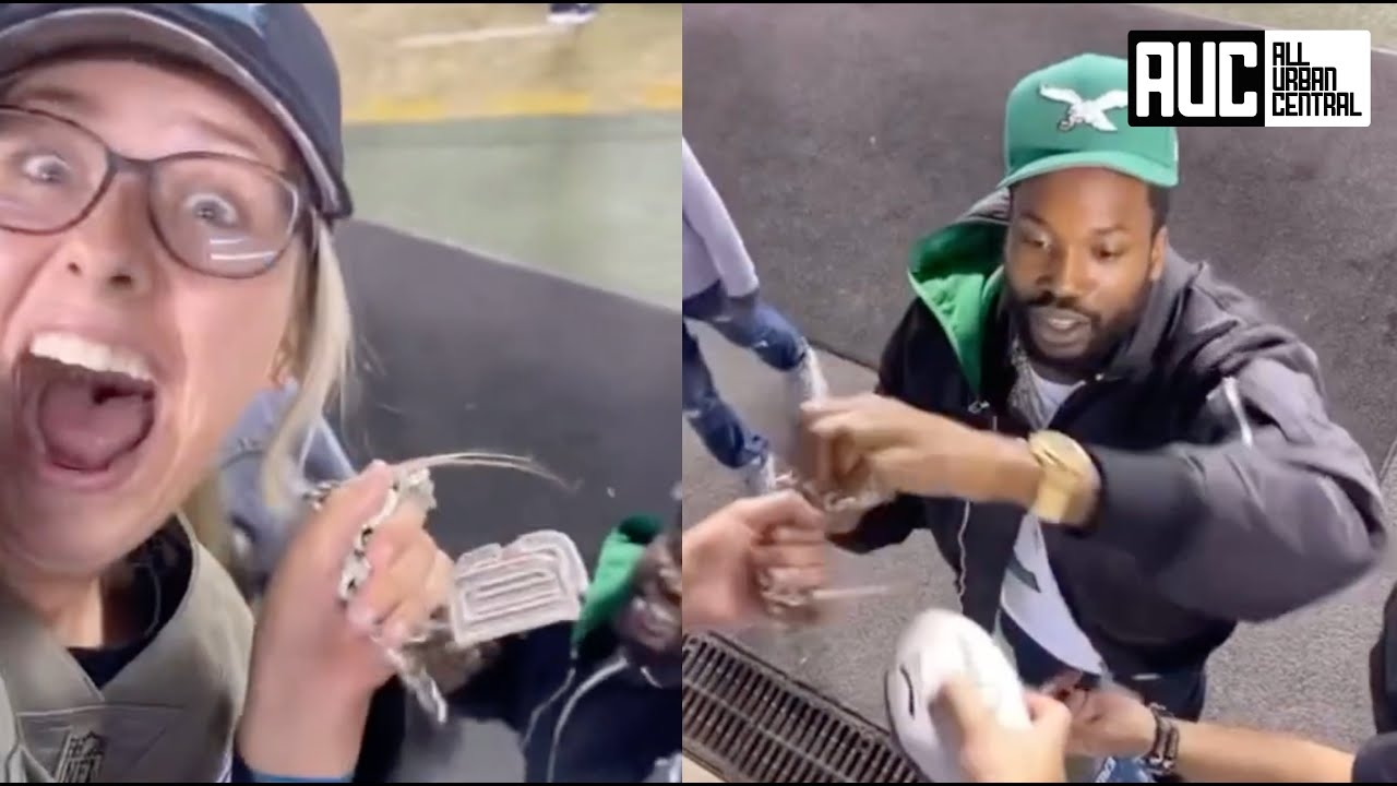 Meek Mill Lets Fan Hold His Chain While At Philadelphia Eagles Game