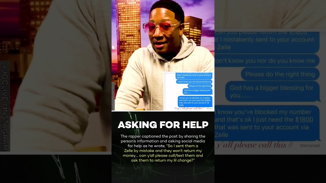 Yung Joc Accidentally Sends Stranger $1800 via Zelle, Gets Blocked! #shorts
