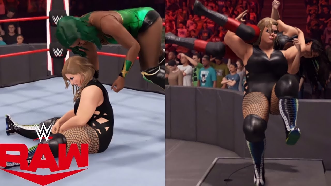 WWE RAW 2K22: JADE CARGILL VS DOUDROP + NIKKI ATTEMPTS TO ATTACK DOUDROP