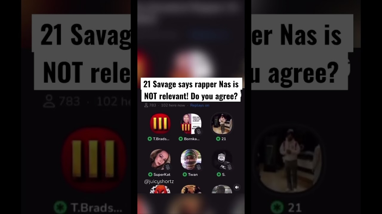 21 Savage says rapper Nas is NOT relevant!! Do you agree? #shorts