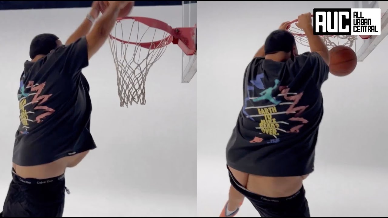 DJ Kahled Suffers Wardrobe Malfunction While Dunking Basketball