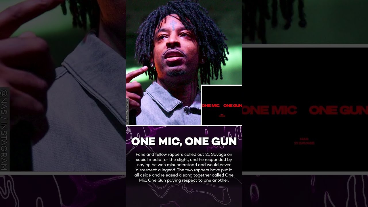 21 Savage, Nas Settle 'Irrelevant' Beef with New Song '‘One Mic, One Gun' #shorts