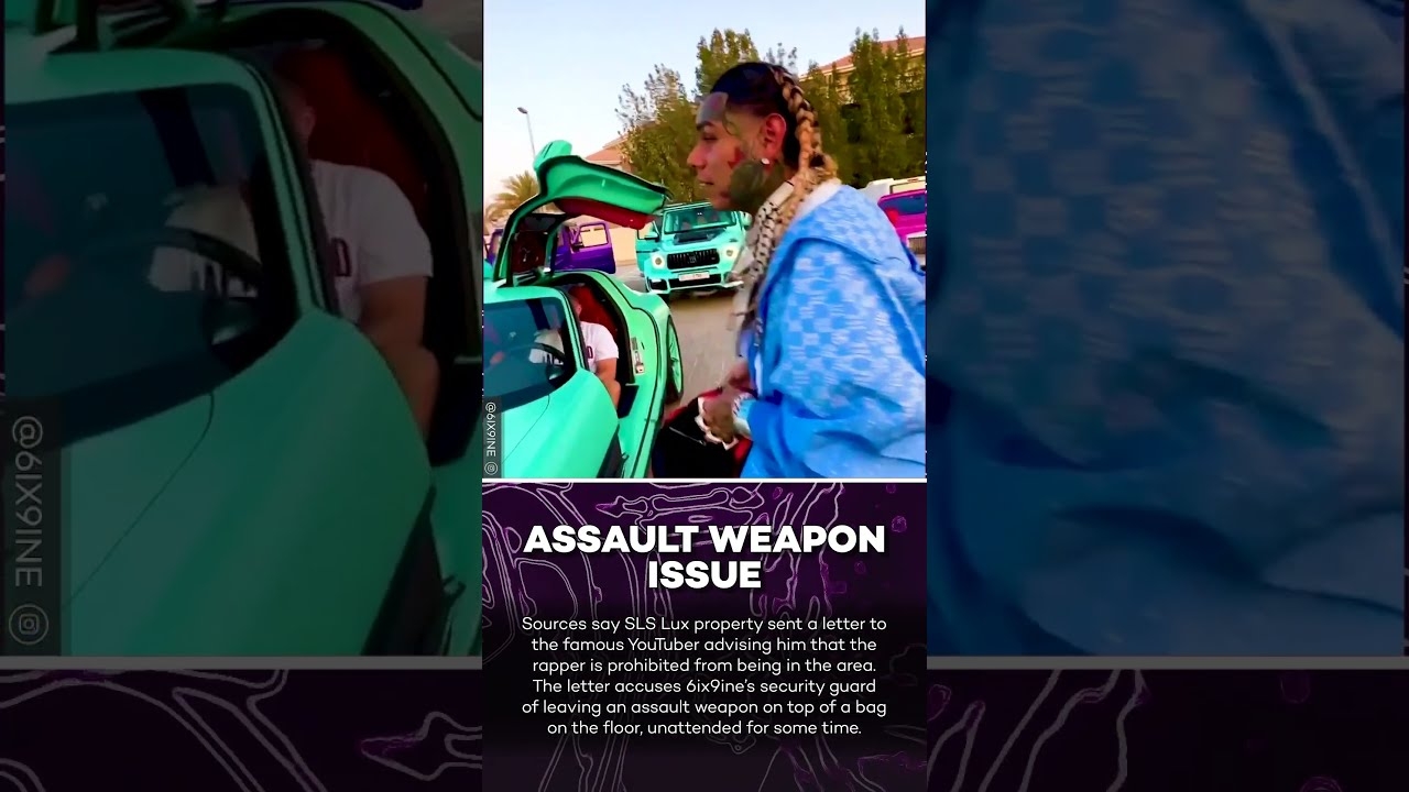 6ix9ine Banned From Apartments for Bodyguards Openly Carrying Guns! #shorts