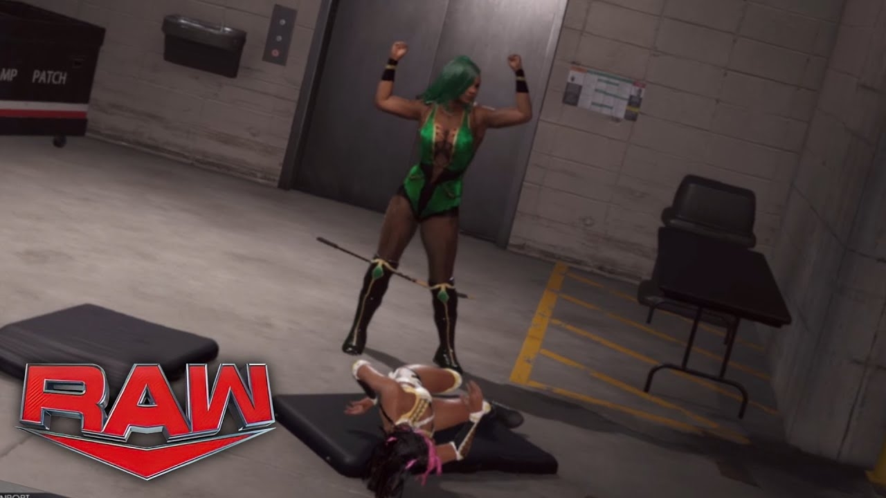 Jade Cargill crashes Dakota Kai through a table at backstage: RAW, Dec. 26, 2022 - WWE 2K22