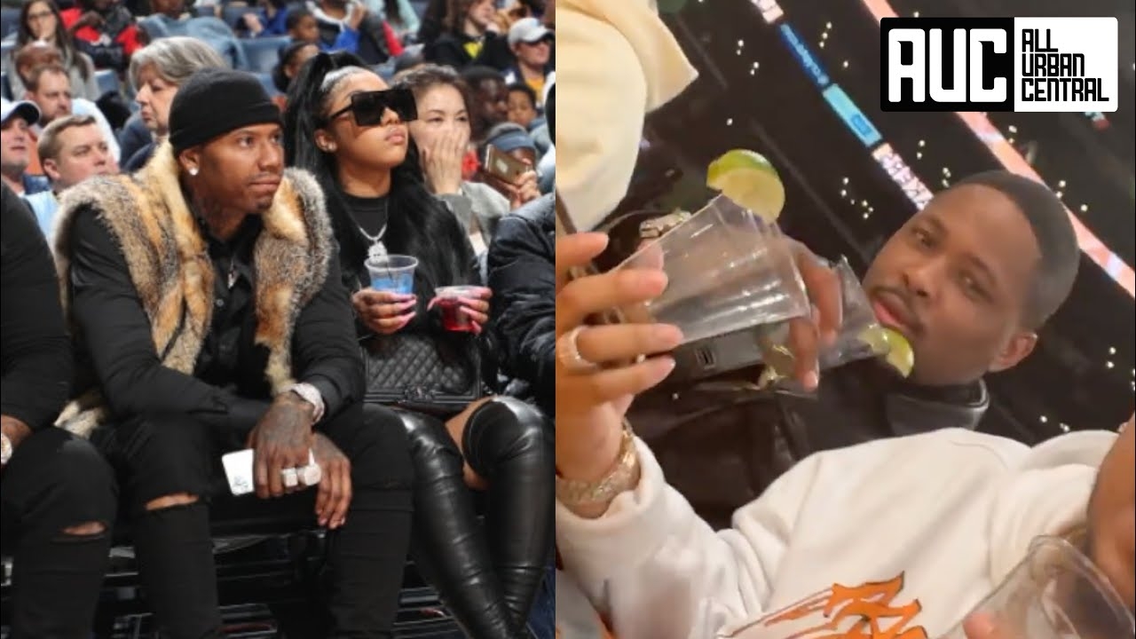 Moneybagg Yo Runs Into YG Courtside At Laker Game