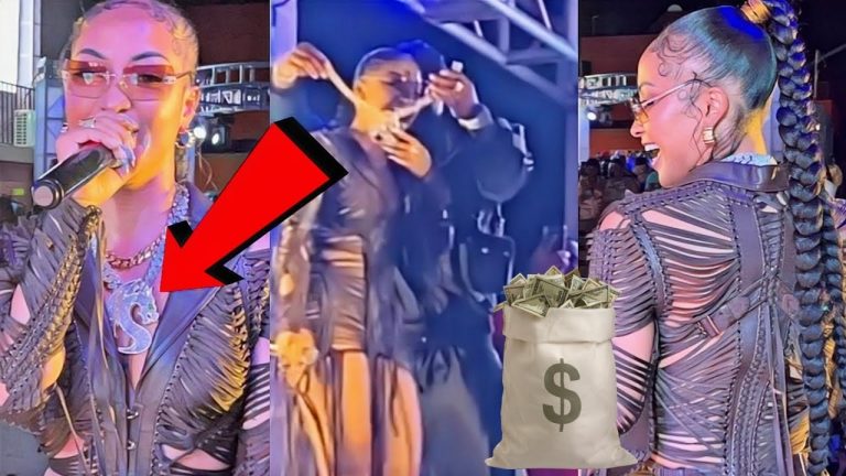 Shenseea Alpha Listening ja party London On Da Track Give Shenseea Expensive Gold Chain Live Onstage
