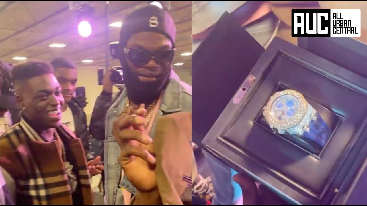 Kodak Black Surprises Lamar Jackson With A Buss Down AP Watch And Diamond Bracelet