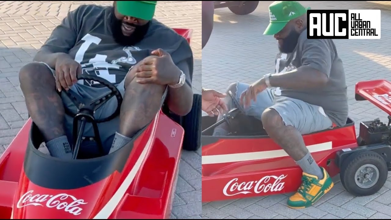 Rick Ross Struggles To Get Out Go-Cart After Tires Go Flat
