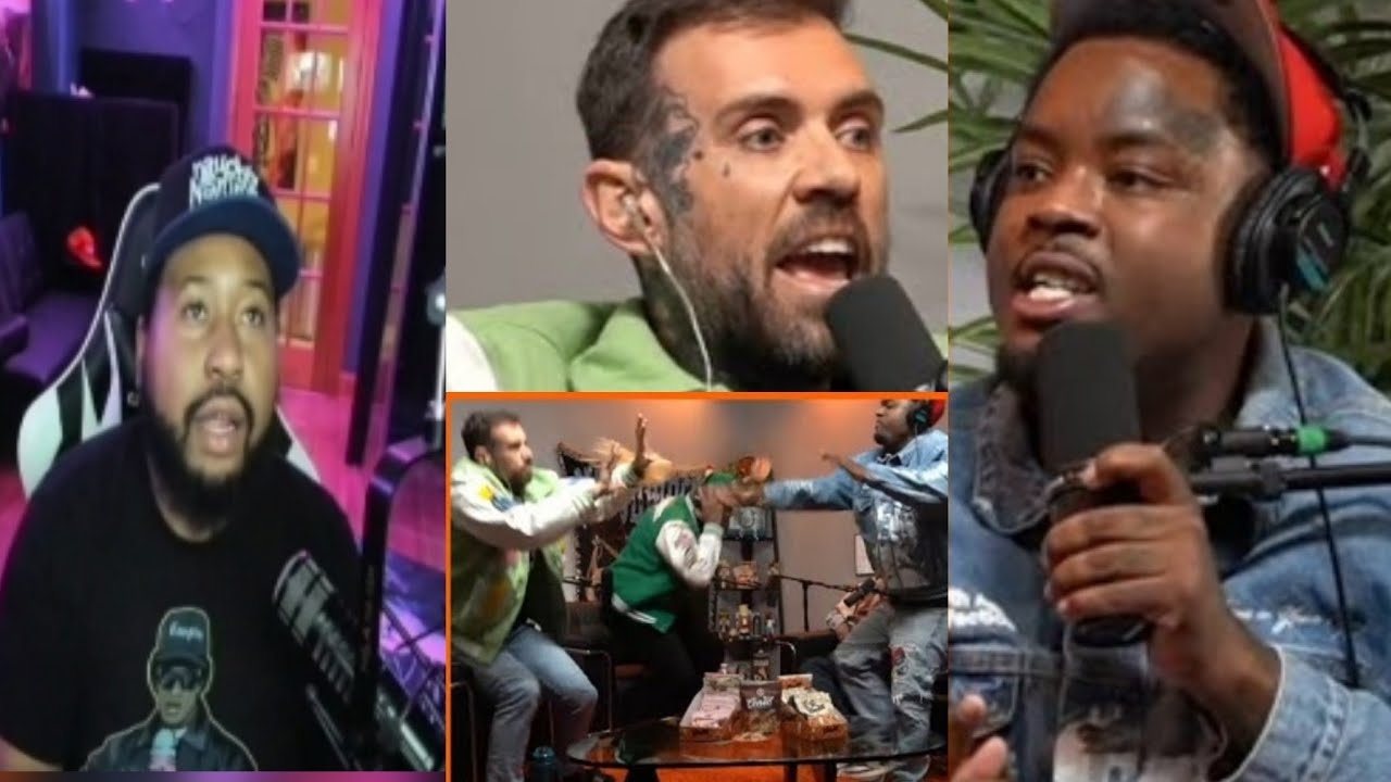 Scripted? DJ Akademiks reacts to Lil Housephone Throwing a drink on Adam22 on No Jumper podcast!