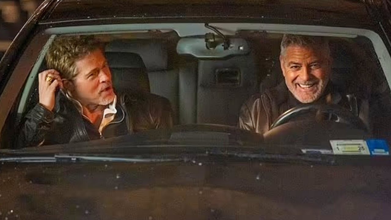 Brad Pitt & George Clooney share laughs at the set of Wolves