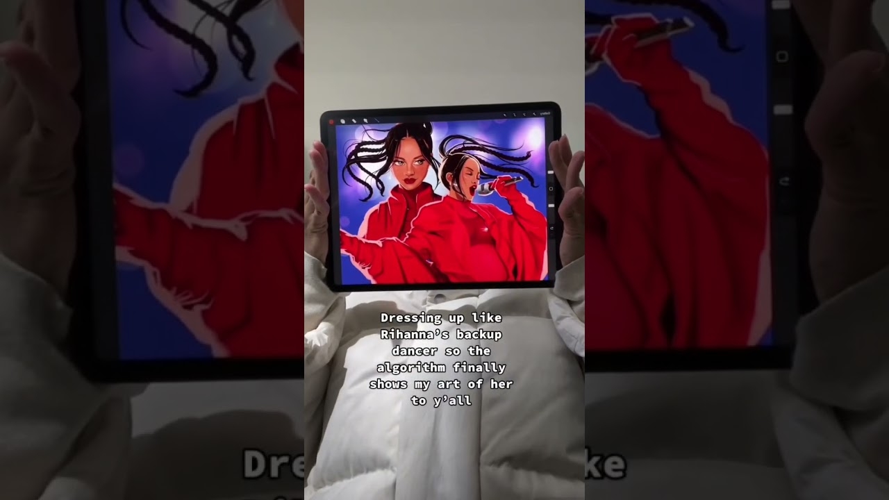 Rihanna Super Bowl Illustration as Her Backup Dancer