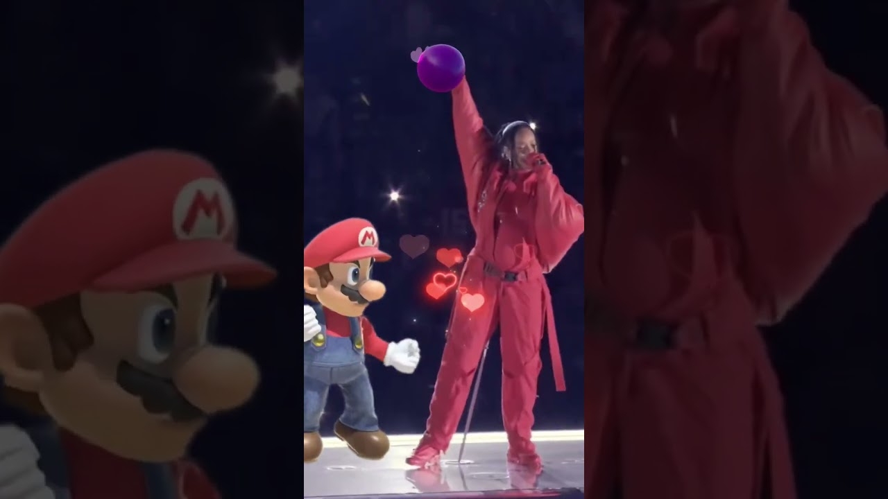 Rihanna did this Super Smash Bros. Super Bowl performance PREGNANT! #shorts #rihanna #mario #gaming