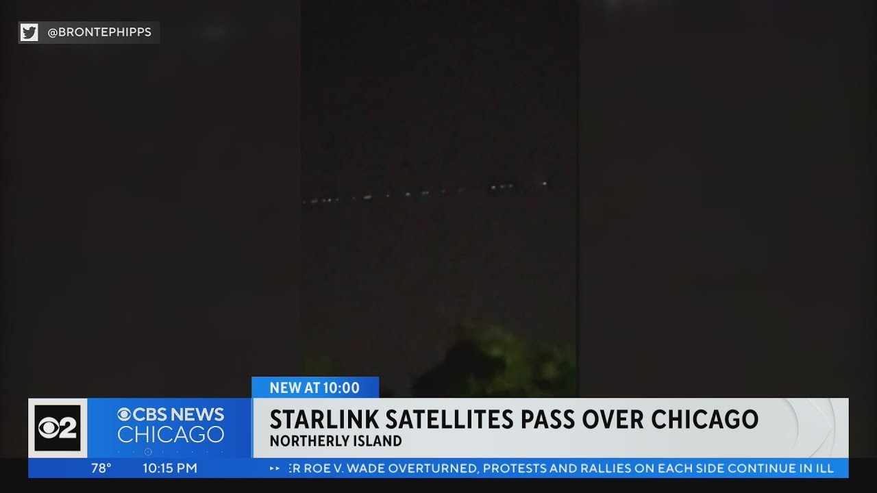 Starlink satellites pass over Chicago