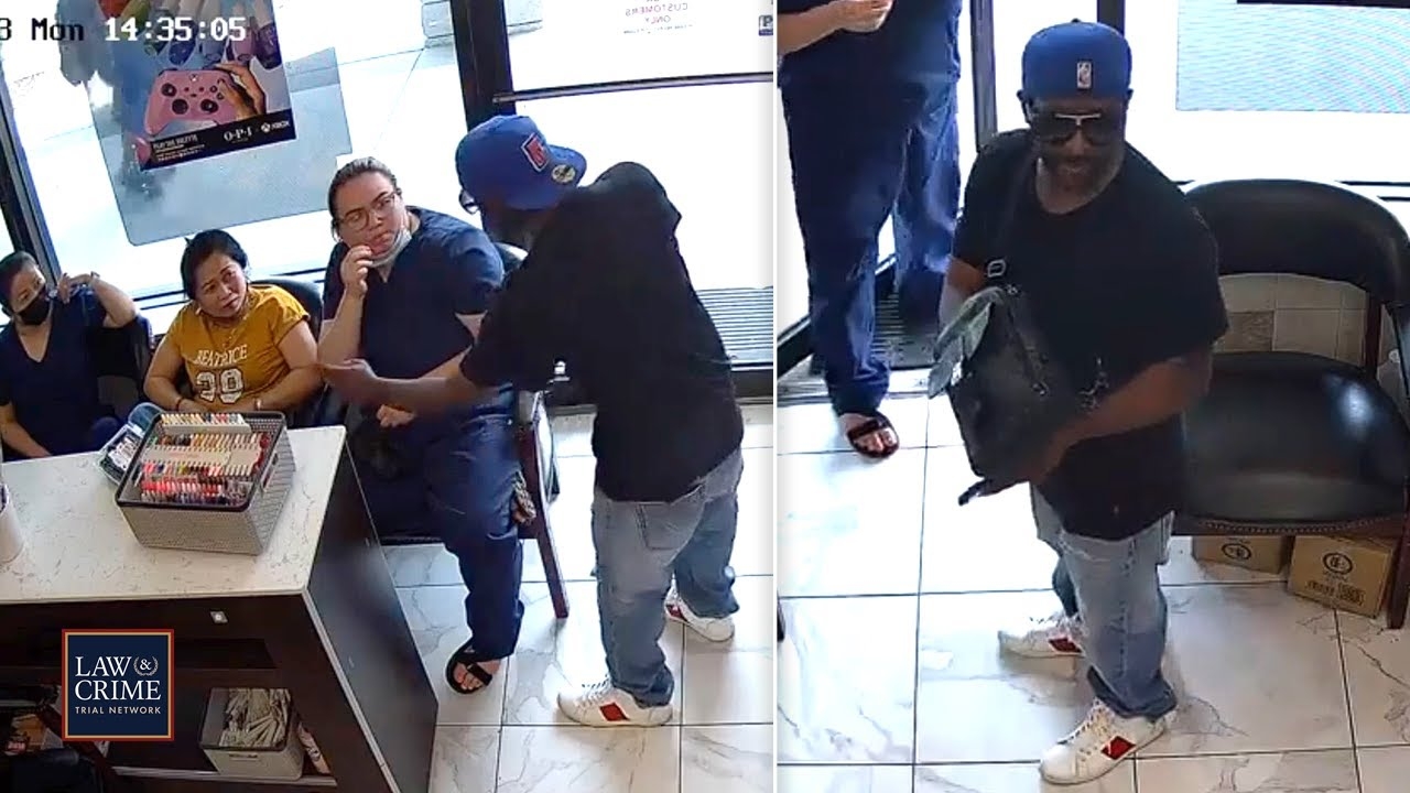 Video Shows Mans Failed Robbery Attempt at Nail Salon While Customers Calmly Ignore Him