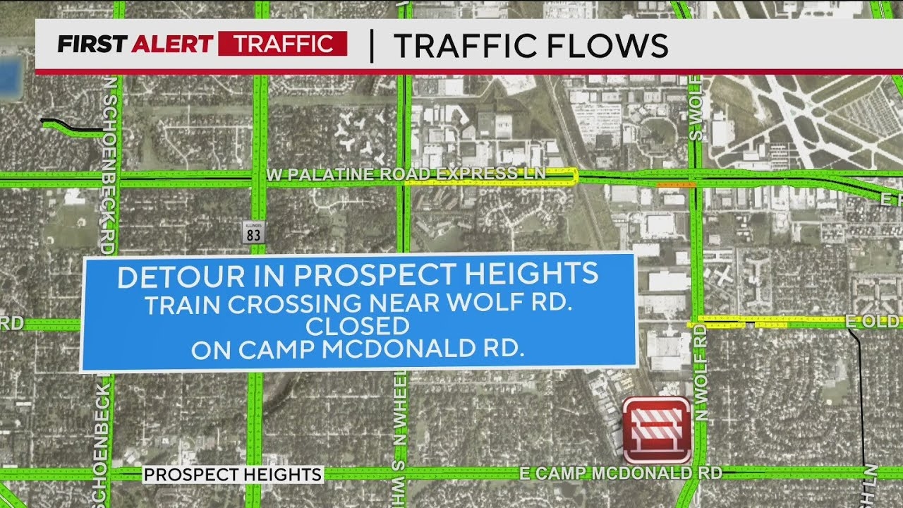 Wolf Road closed due to railroad crossing repairs in Prospect Heights
