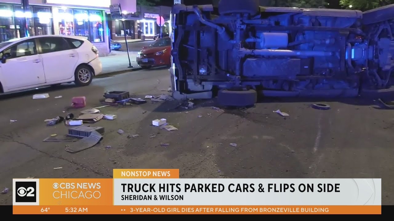 Pick-up truck crashes into parked cars in Uptown