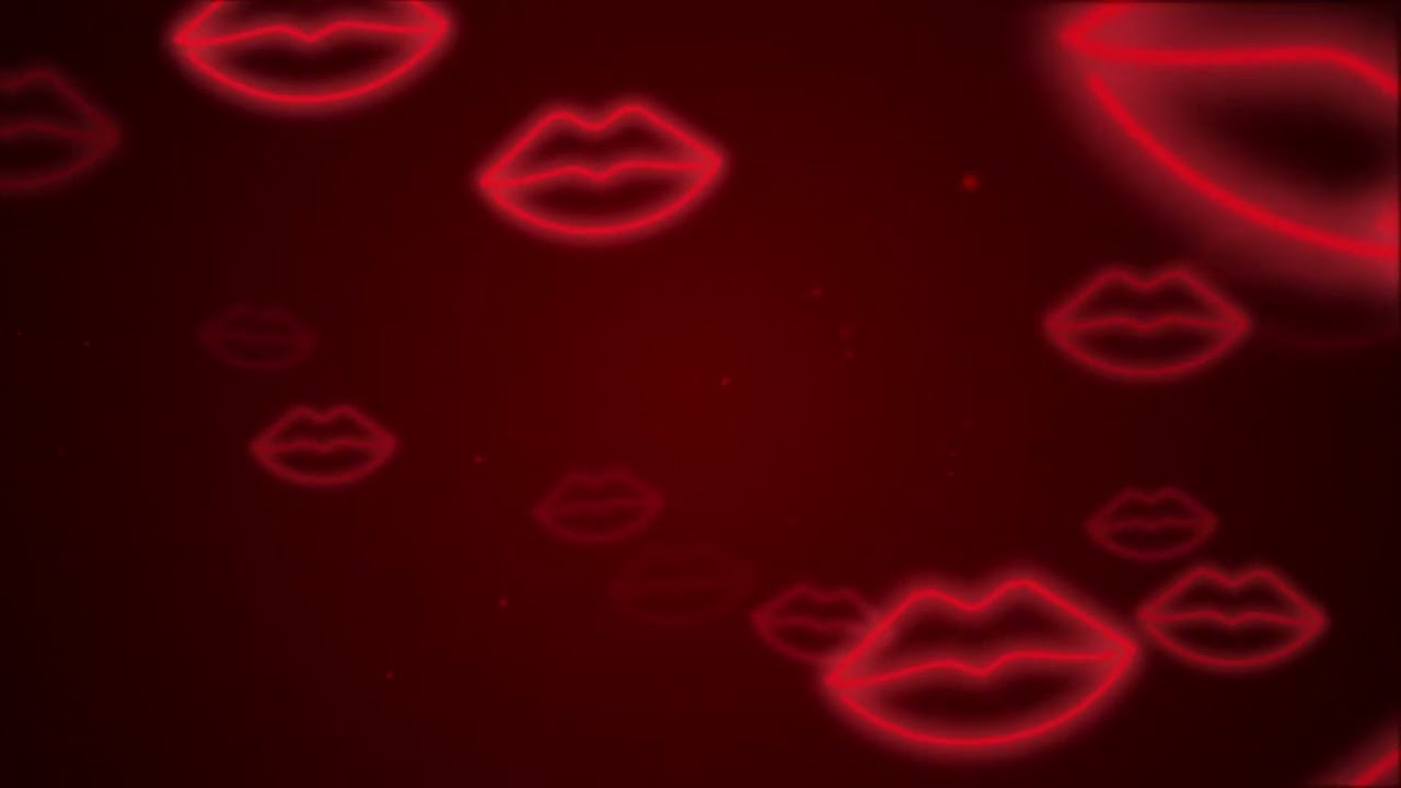 Glamour Neon Style Glowing Sexy Red Lips Romantic Background 4K 60:00 Minutes / Free