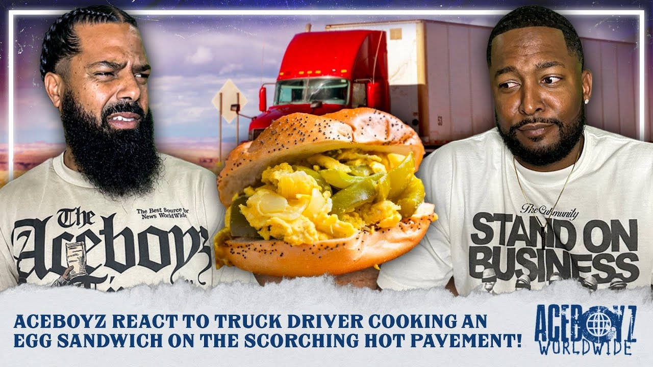 AceBoyz React to Truck Driver Cooking an Egg Sandwich on the Scorching Hot Pavement!