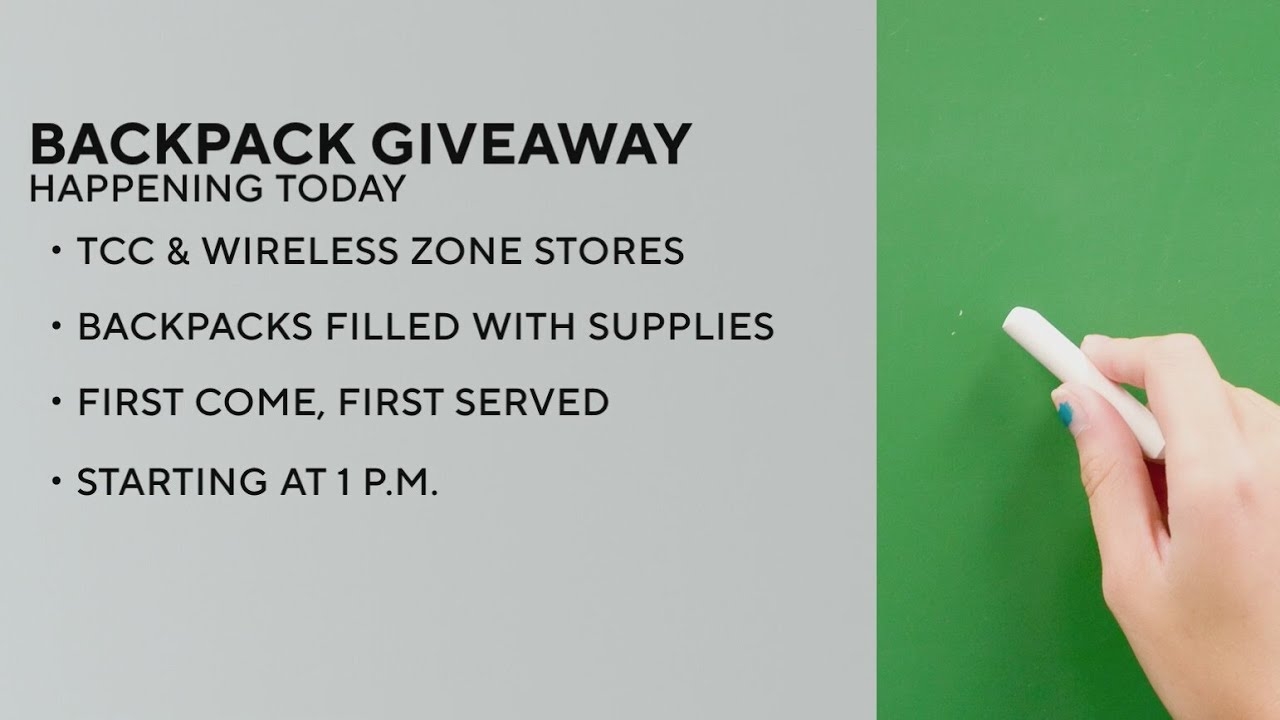 TCC, Wireless Zone stores giving thousands of backpacks Sunday