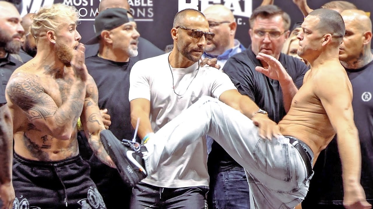 CRAZY!! Jake Paul vs. Nate Diaz  FULL WEIGH IN & FACE OFF  DAZN Boxing