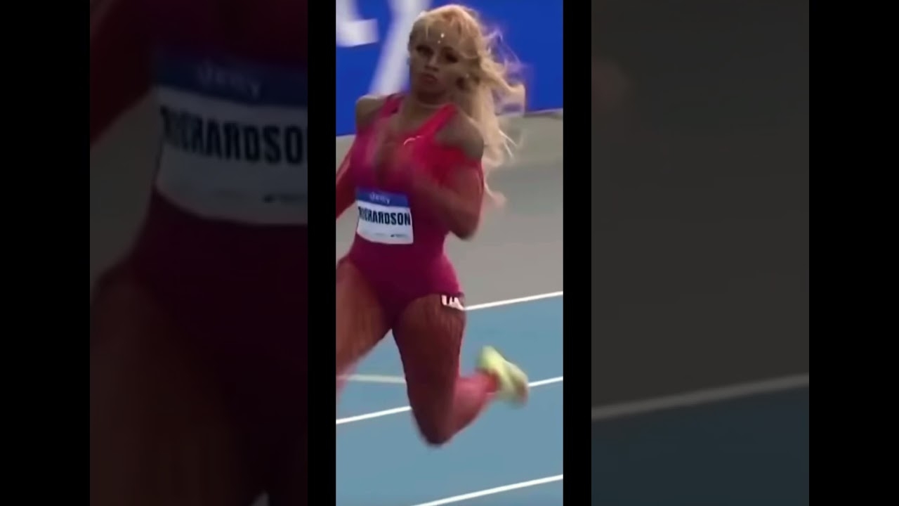 Shacarri Richardson winning a race with maximum speed