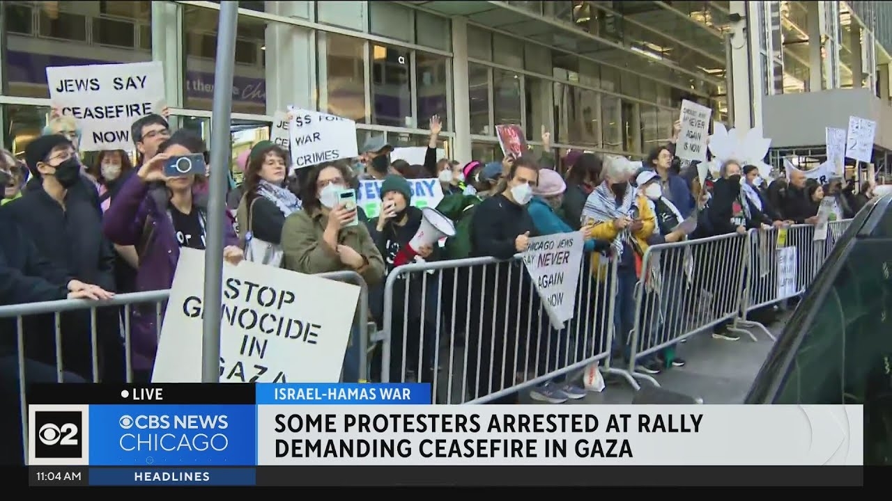 Protesters calling for ceasefire in Gaza gathering near Chicago Israeli Consulate