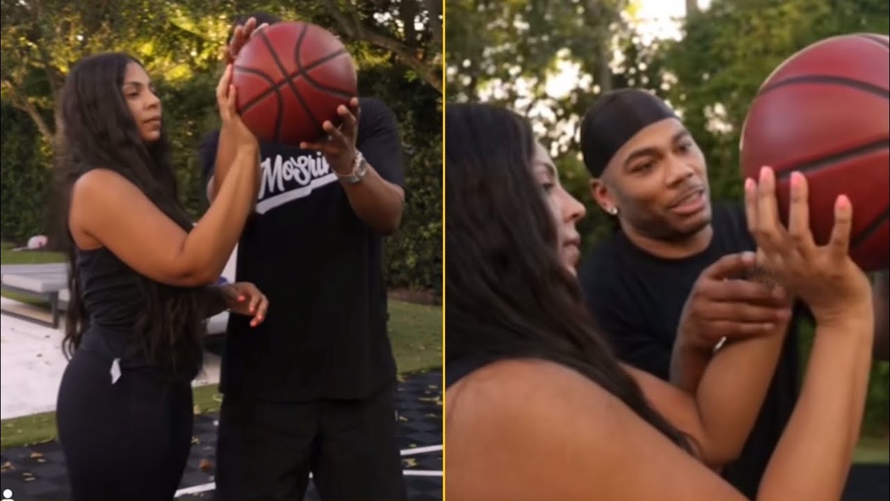 Nelly Tells Ashanti How To Shoot 3 Point Ball Into The Basket At Ashantis Crib Girl You Can Do It