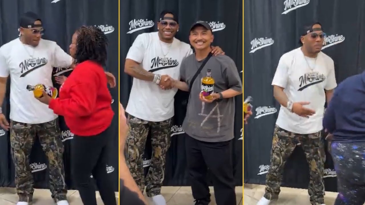 Nelly Meets His Fans In Atlanta After The Show And Gives His MoShine Drink To Them