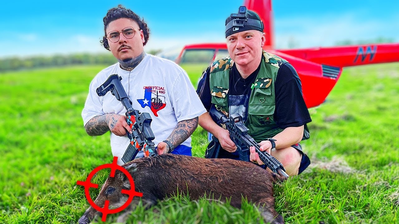 Hog Hunting w/ That Mexican OT in TexasOut of a HELICOPTER!