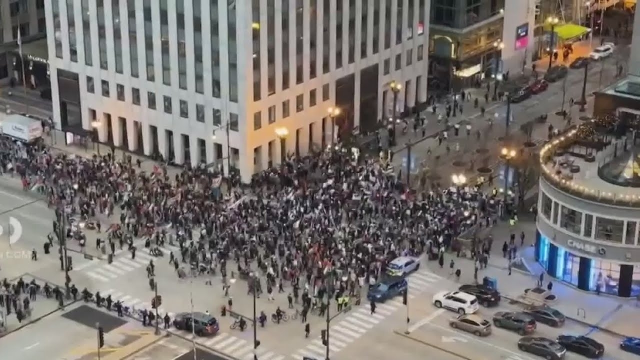 Huge crowds march in pro-Palestinian demonstration in Chicago