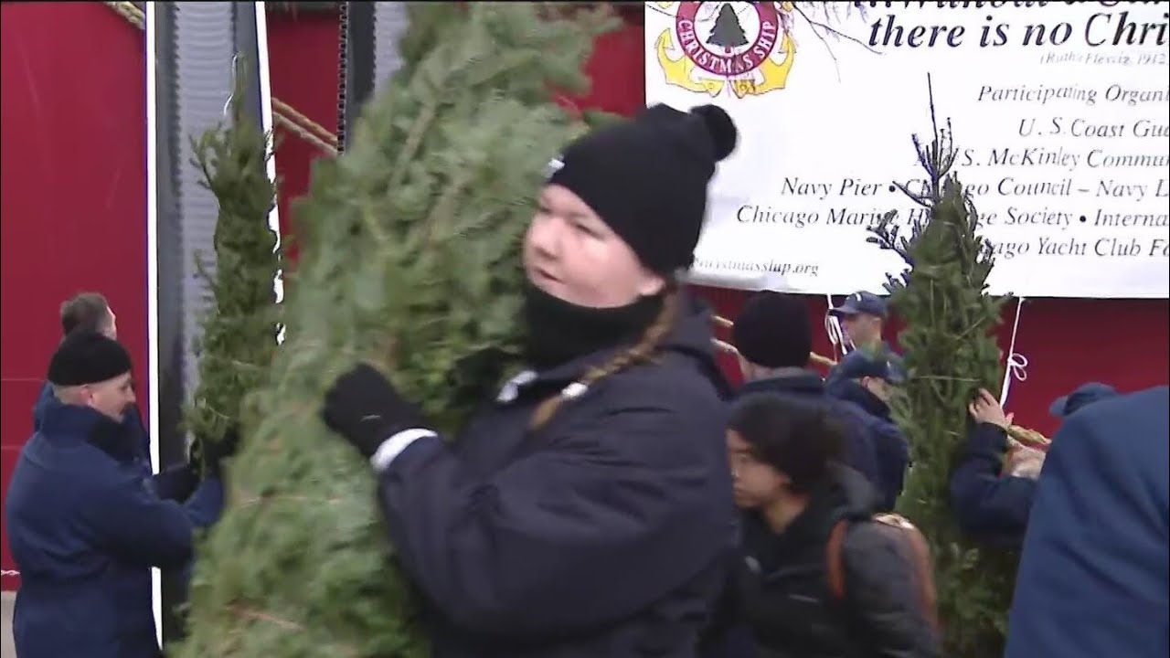Christmas Ship: Volunteers at Navy Pier help unload dozens of trees for those in need